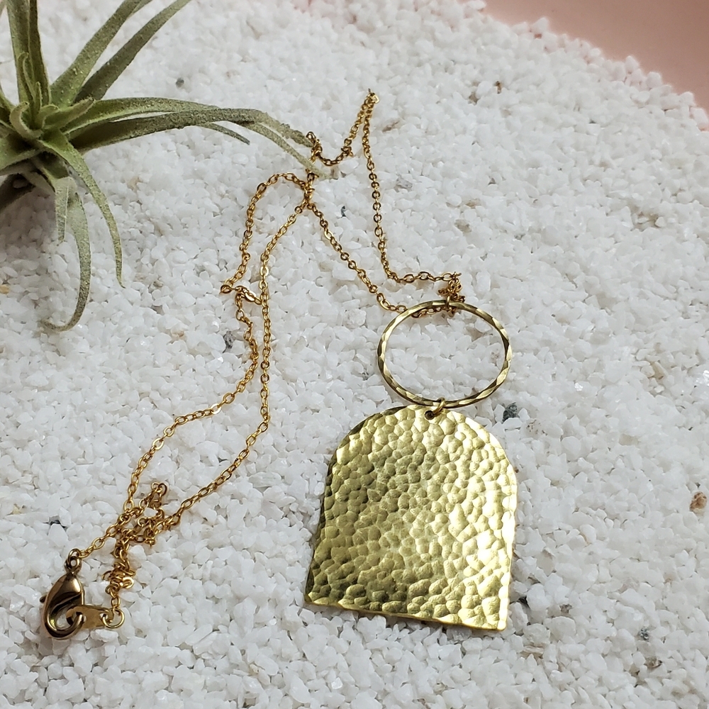 Mercedes Brass Arched Necklace